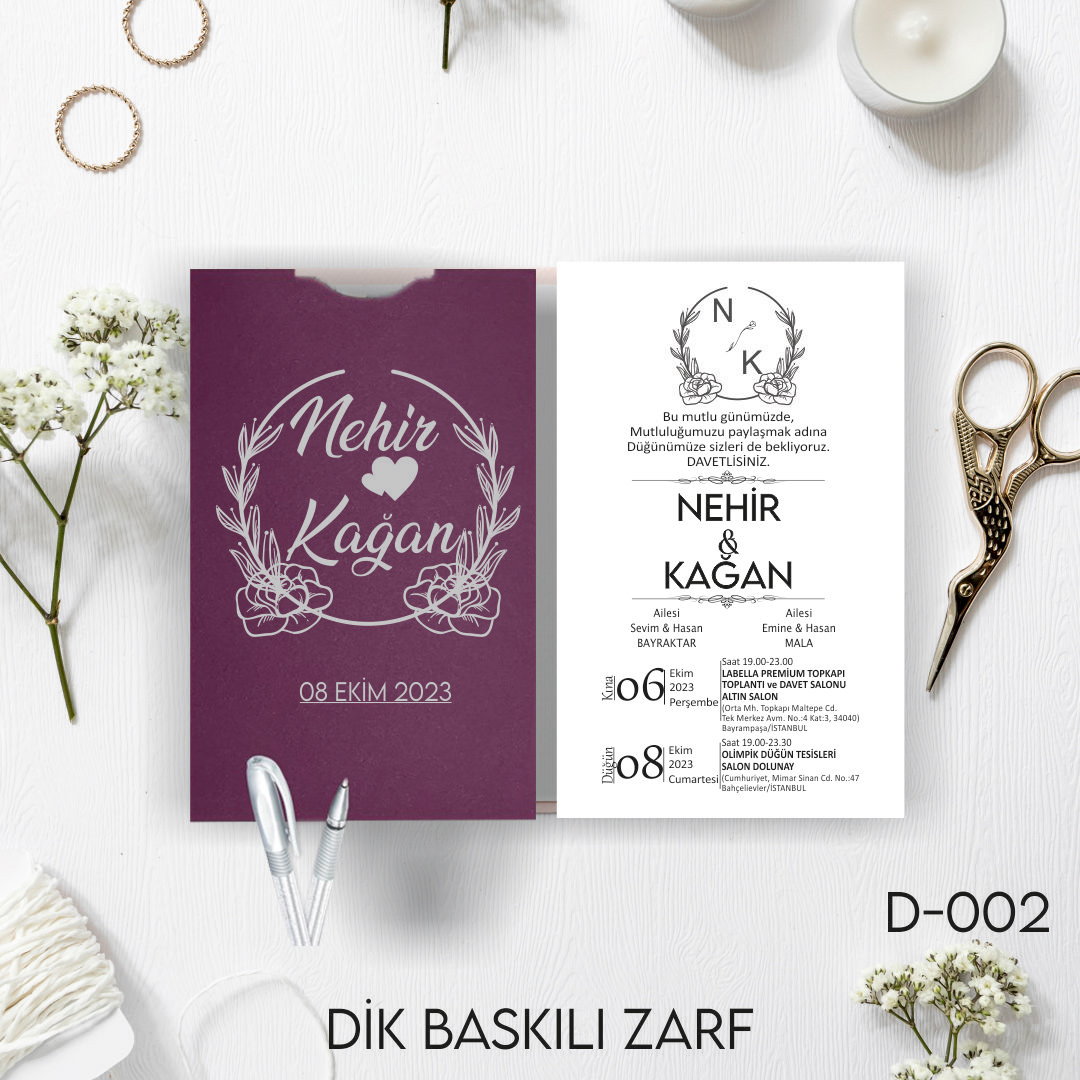 1000 ADET DAVETİYE / ZARF DAHİL-D-002