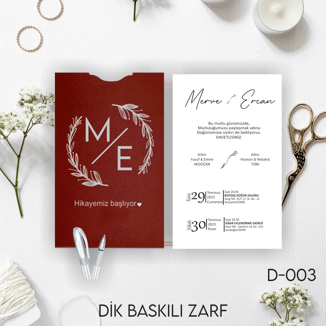 1000 ADET DAVETİYE / ZARF DAHİL-D-003