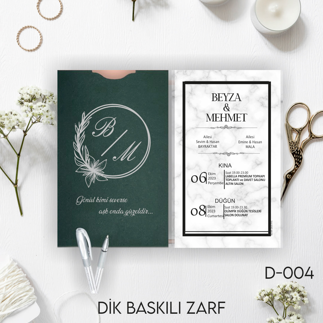 1000 ADET DAVETİYE / ZARF DAHİL-D-004