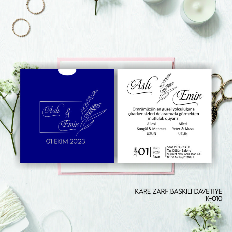 1000 ADET DAVETİYE / ZARF DAHİL (K-010)