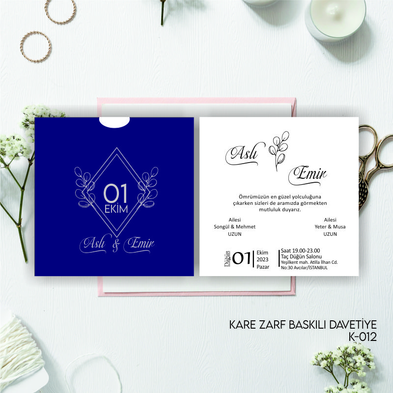 1000 ADET DAVETİYE / ZARF DAHİL (K-012)