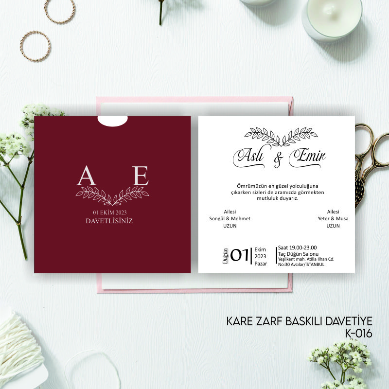 1000 ADET DAVETİYE / ZARF DAHİL (K-016)