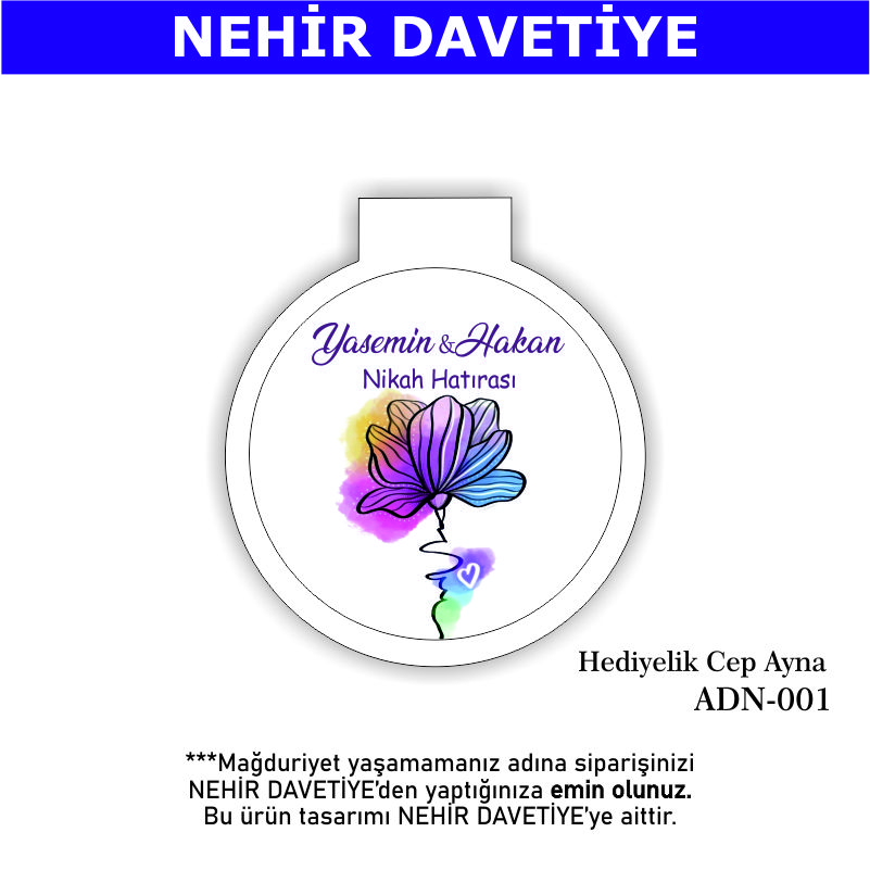 NİKAH/NİŞAN/DÜĞÜN- HEDİYELİK CEP AYNA - ADN-001