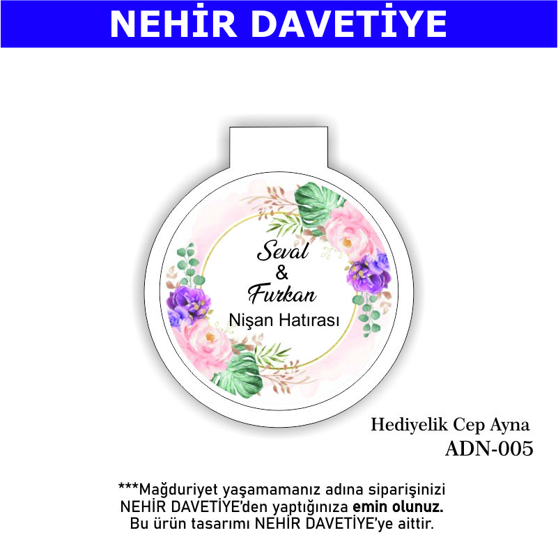 NİKAH/NİŞAN/DÜĞÜN- HEDİYELİK CEP AYNA - ADN-005