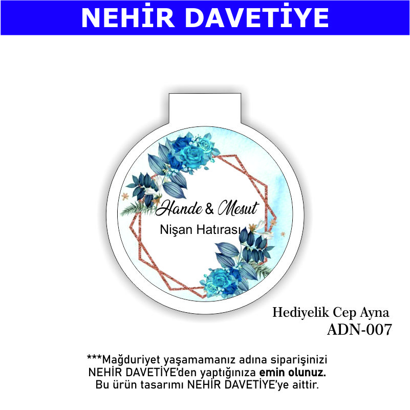 NİKAH/NİŞAN/DÜĞÜN- HEDİYELİK CEP AYNA - ADN-007