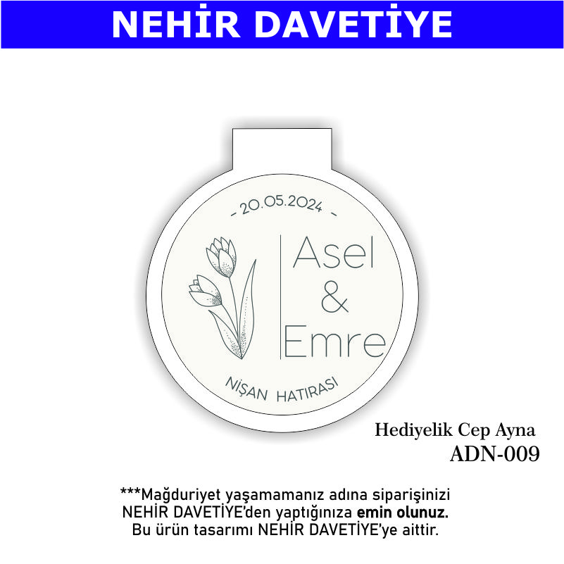 NİKAH/NİŞAN/DÜĞÜN- HEDİYELİK CEP AYNA - ADN-009