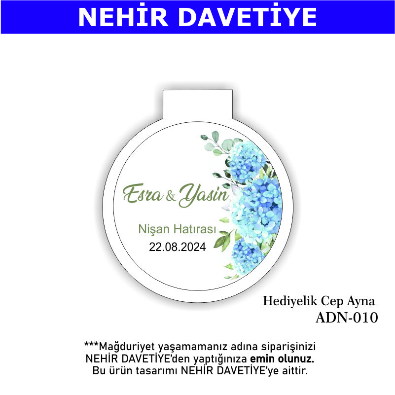 NİKAH/NİŞAN/DÜĞÜN- HEDİYELİK CEP AYNA - ADN-010