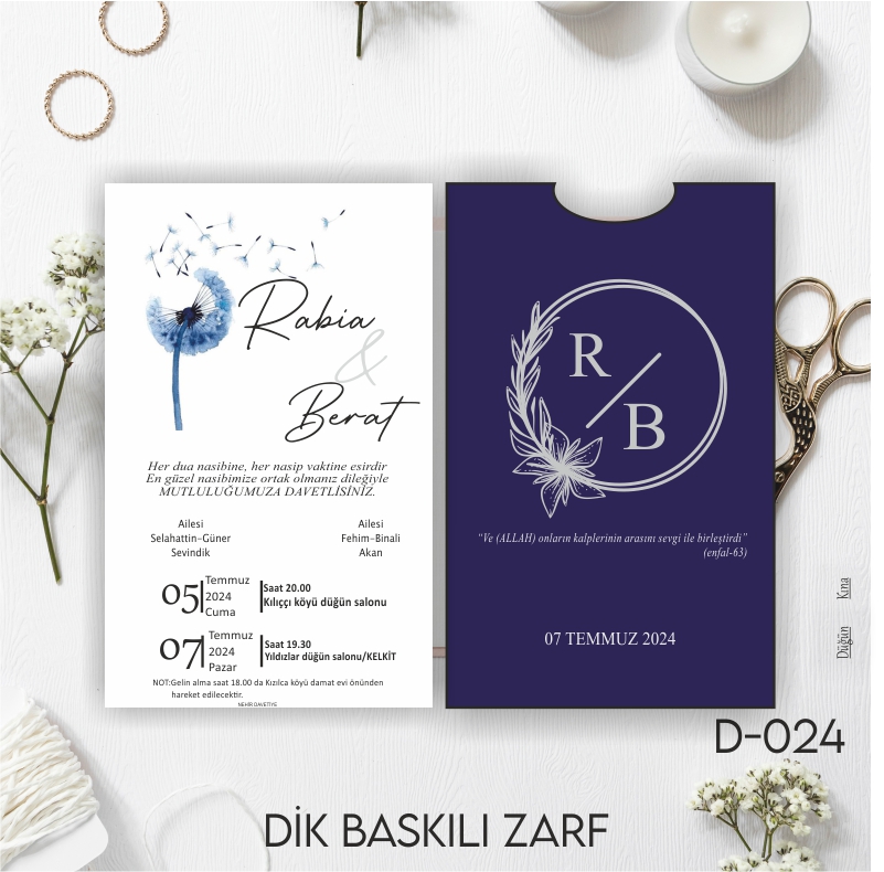 1000 ADET DAVETİYE / ZARF DAHİL-D-024