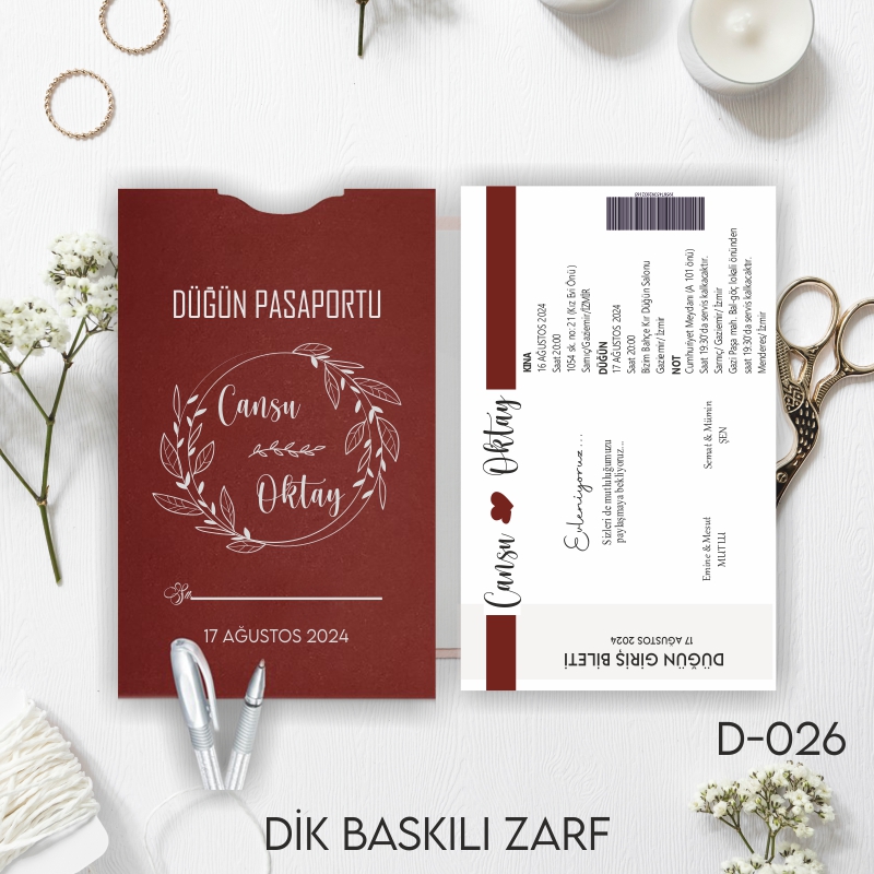 1000 ADET DAVETİYE / ZARF DAHİL-D-026