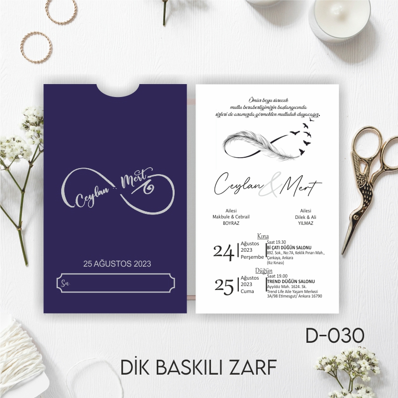 1000 ADET DAVETİYE / ZARF DAHİL-D-030