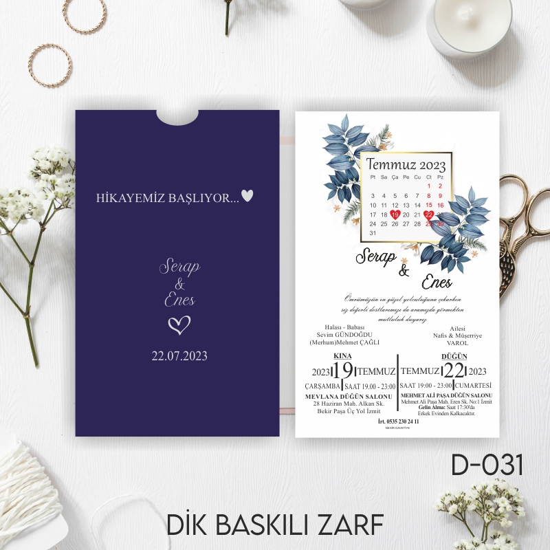 1000 ADET DAVETİYE / ZARF DAHİL-D-031