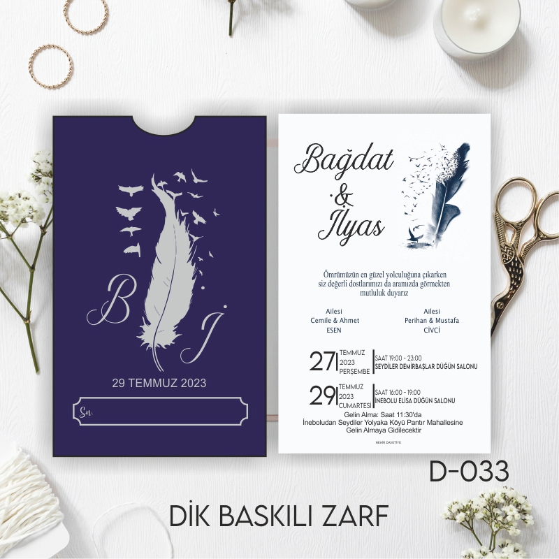 1000 ADET DAVETİYE / ZARF DAHİL-D-033