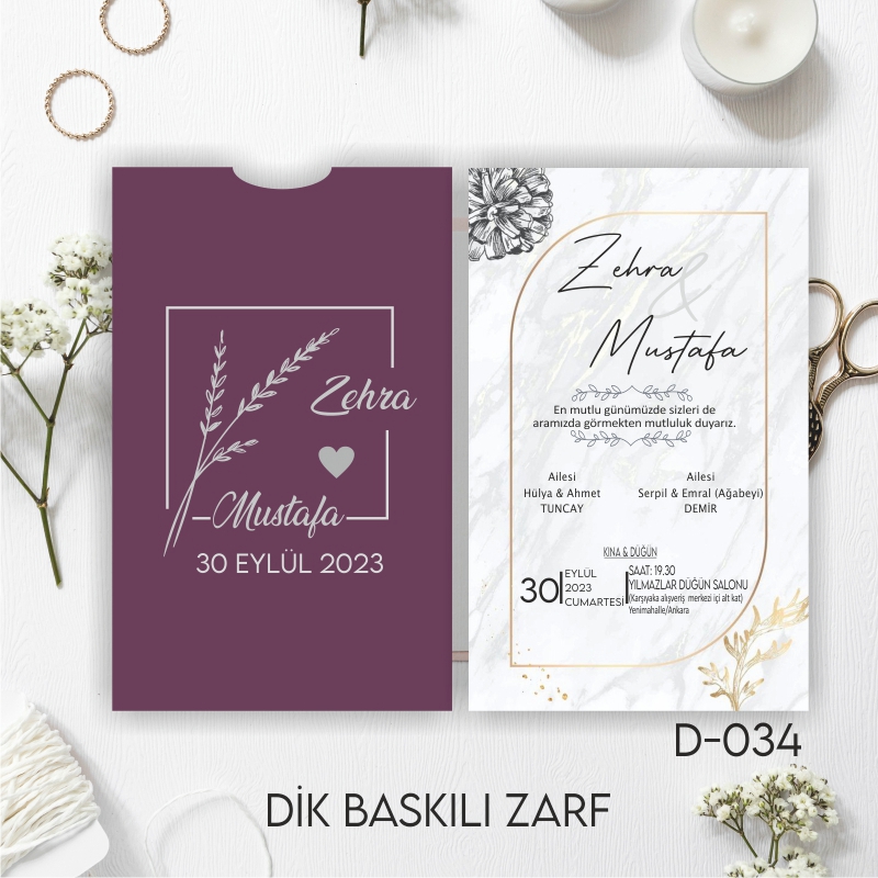 1000 ADET DAVETİYE / ZARF DAHİL-D-034