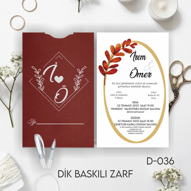 1000 ADET DAVETİYE / ZARF DAHİL-D-036
