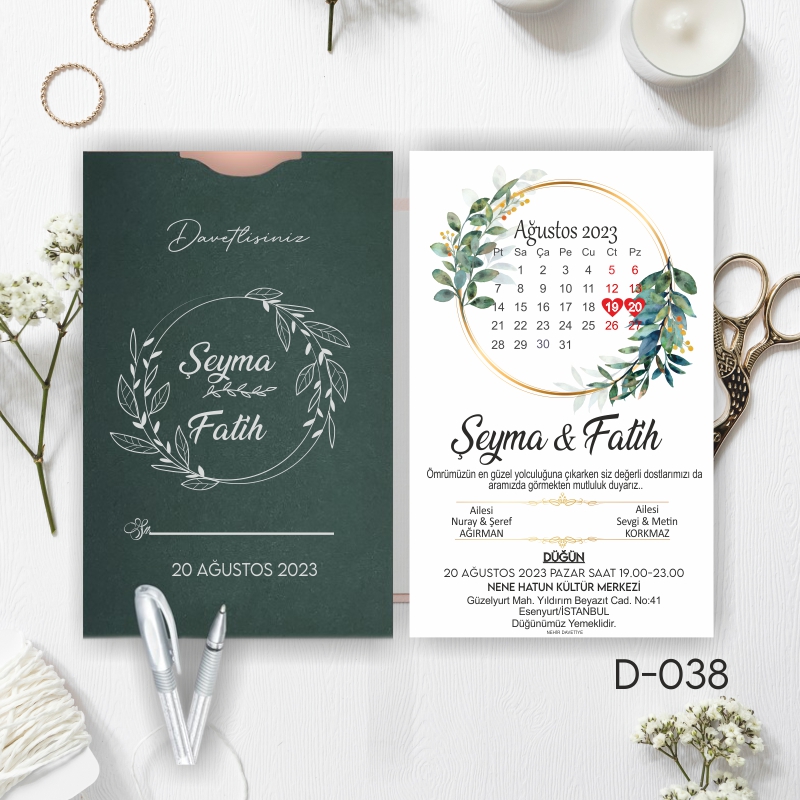 1000 ADET DAVETİYE / ZARF DAHİL-D-038