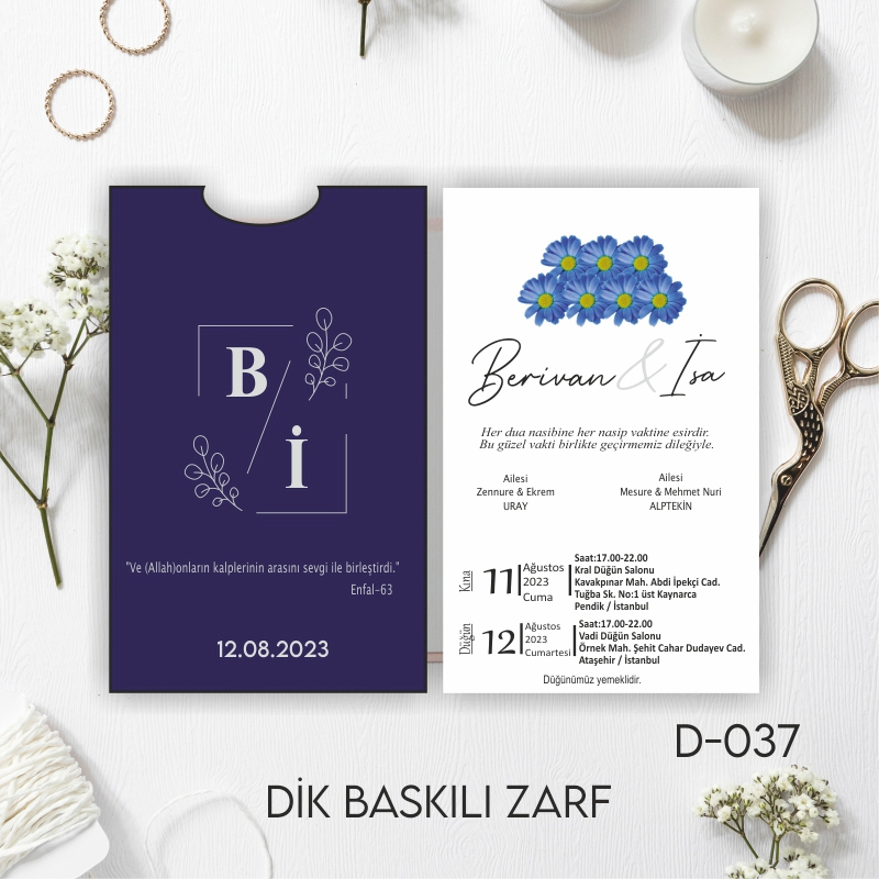 1000 ADET DAVETİYE / ZARF DAHİL-D-037
