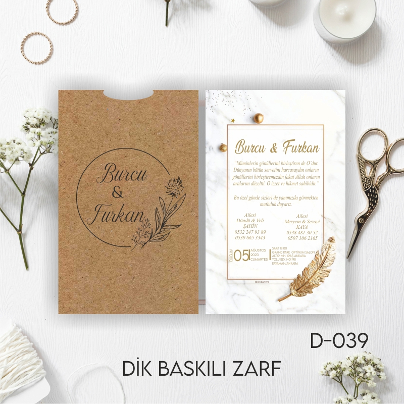 1000 ADET DAVETİYE / ZARF DAHİL-D-039