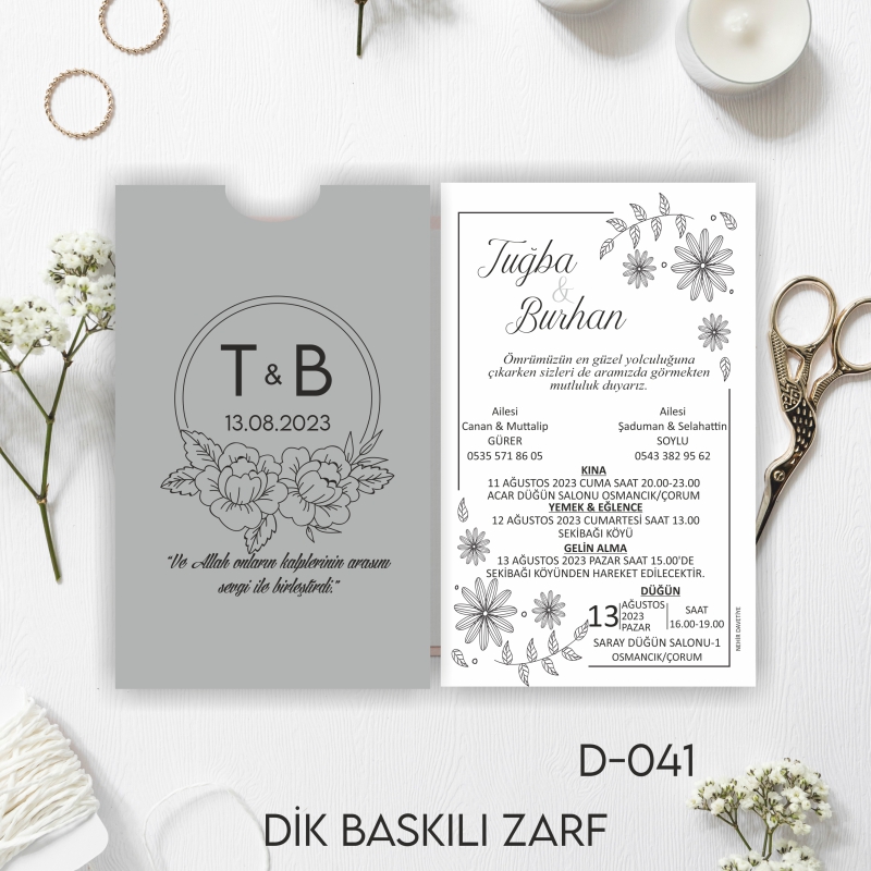 1000 ADET DAVETİYE / ZARF DAHİL-D-041
