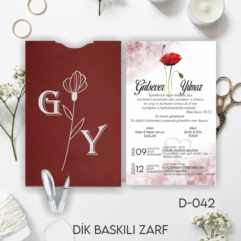 1000 ADET DAVETİYE / ZARF DAHİL-D-042