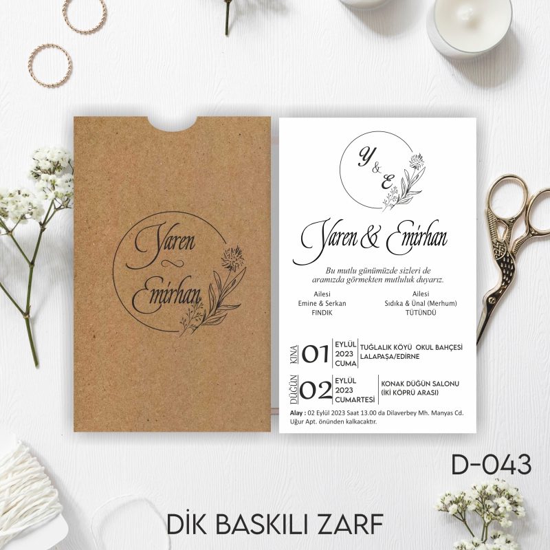 1000 ADET DAVETİYE / ZARF DAHİL-D-043