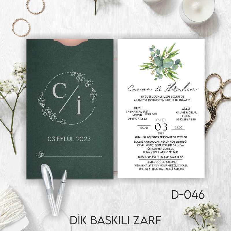 1000 ADET DAVETİYE / ZARF DAHİL-D-046