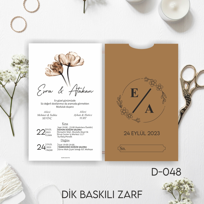 1000 ADET DAVETİYE / ZARF DAHİL-D-048