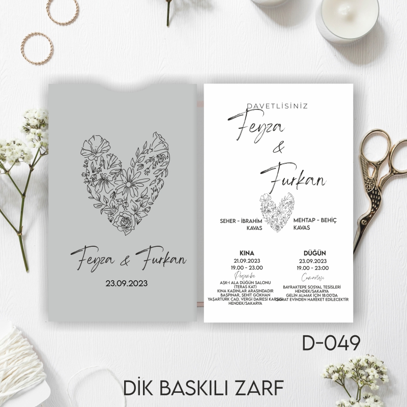 1000 ADET DAVETİYE / ZARF DAHİL-D-049