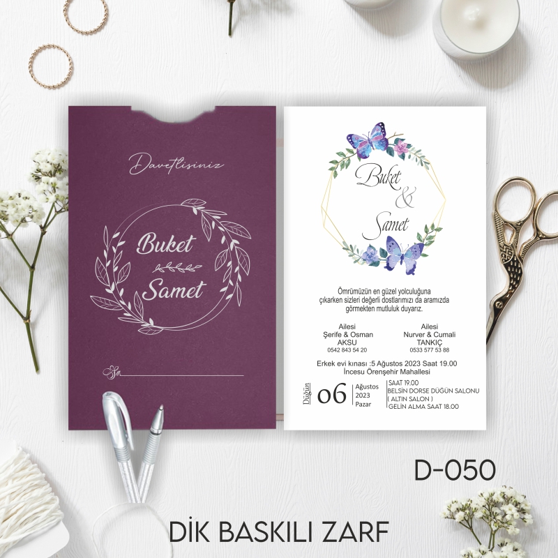 1000 ADET DAVETİYE / ZARF DAHİL-D-050