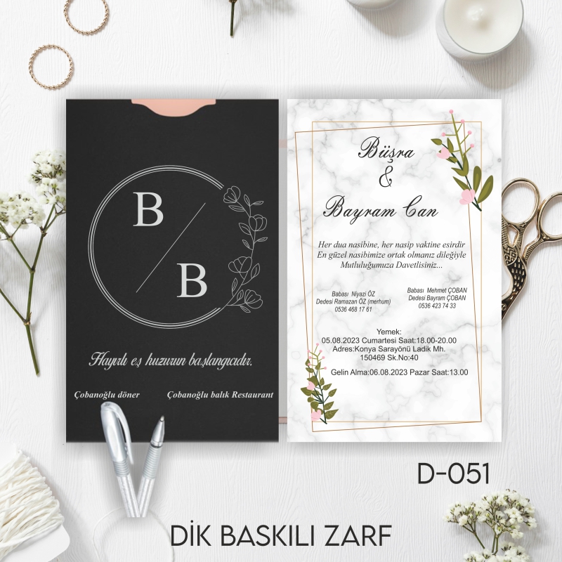 1000 ADET DAVETİYE / ZARF DAHİL-D-051