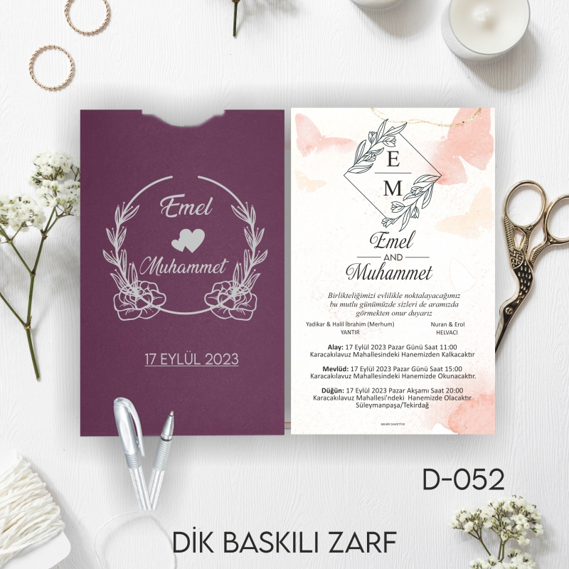1000 ADET DAVETİYE / ZARF DAHİL-D-052