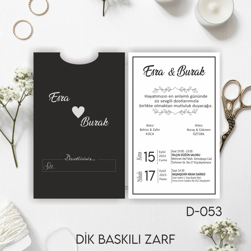 1000 ADET DAVETİYE / ZARF DAHİL-D-053