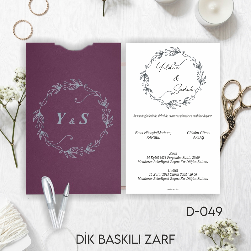 1000 ADET DAVETİYE / ZARF DAHİL-D-054