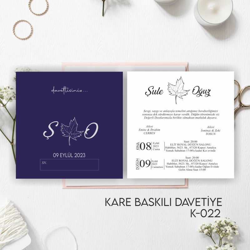 1000 ADET DAVETİYE / ZARF DAHİL (K-0022)