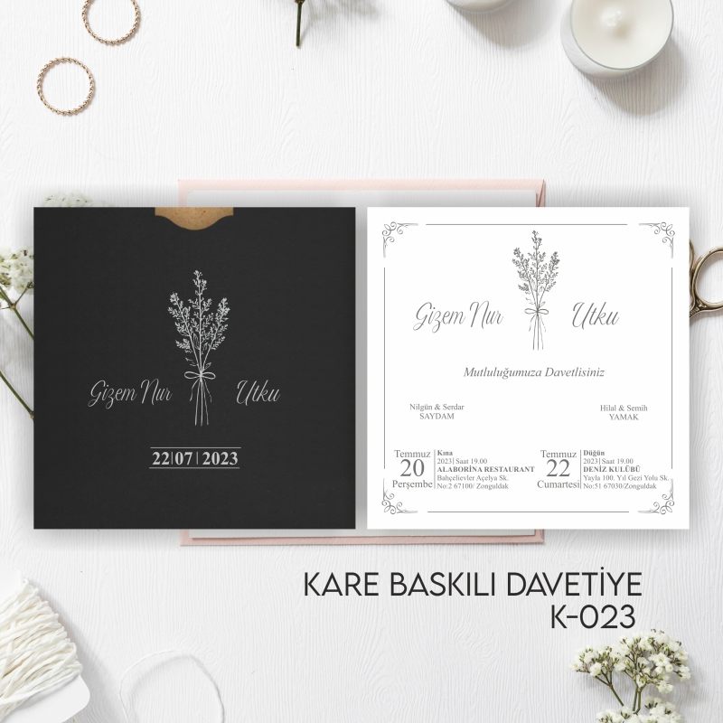 1000 ADET DAVETİYE / ZARF DAHİL (K-0023)