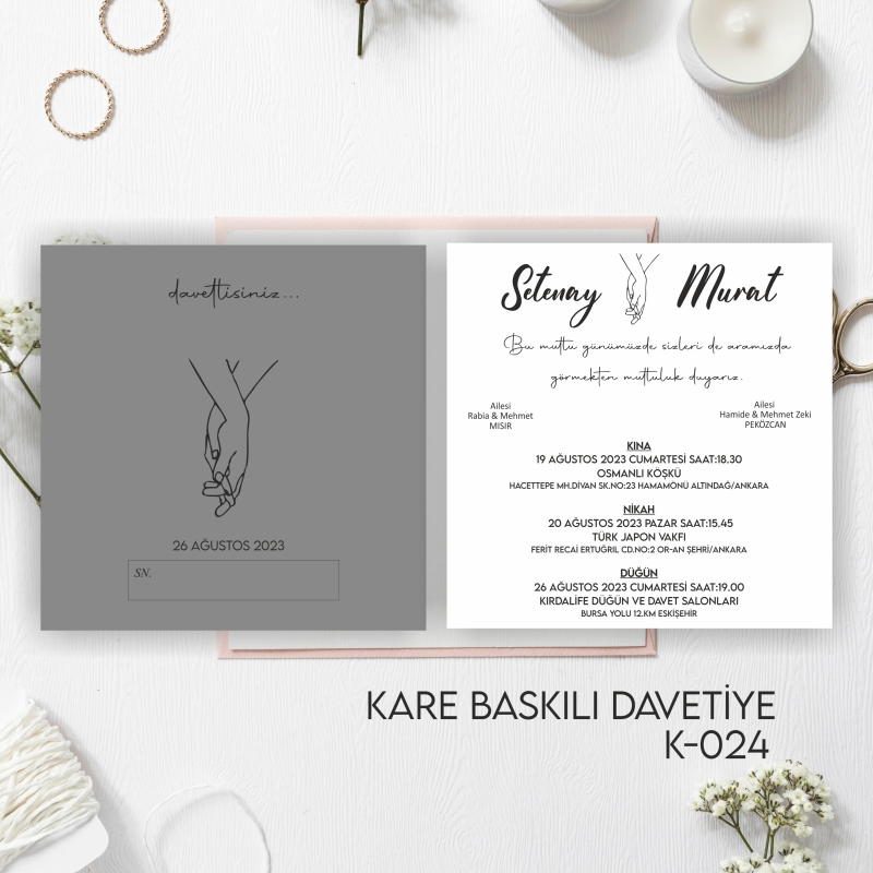1000 ADET DAVETİYE / ZARF DAHİL (K-0024)