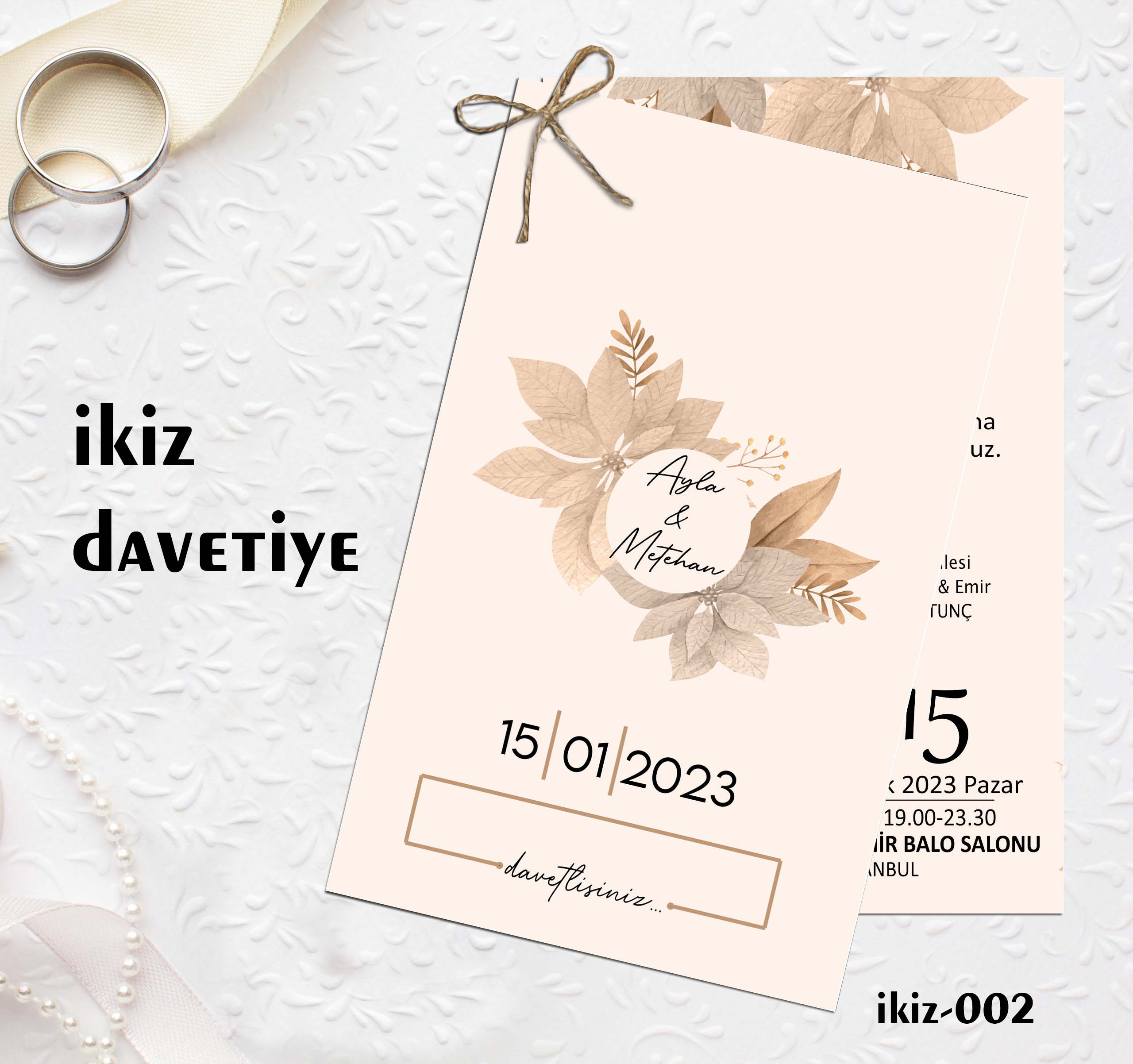 1000 ADET DAVETİYE / İKİZ DAVETİYE  (İKİZ-002)
