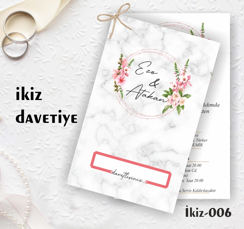1000 ADET DAVETİYE / İKİZ DAVETİYE  (İKİZ-006)