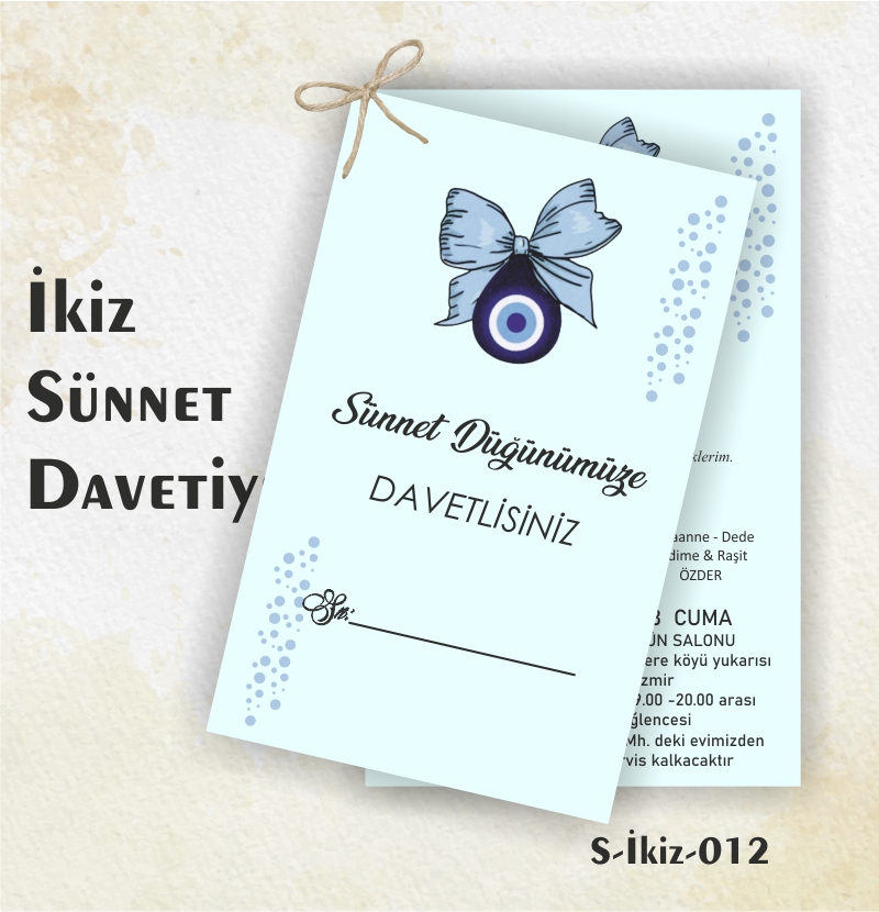 1000 ADET İKİZ SÜNNET DAVETİYE / S-İKİZ-012