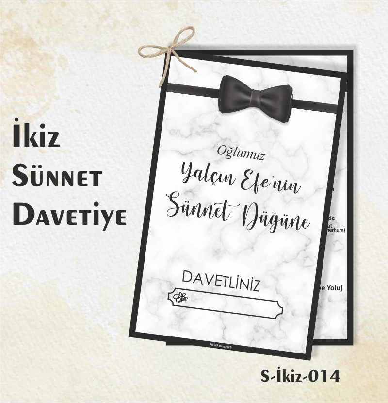 1000 ADET İKİZ SÜNNET DAVETİYE / S-İKİZ-014