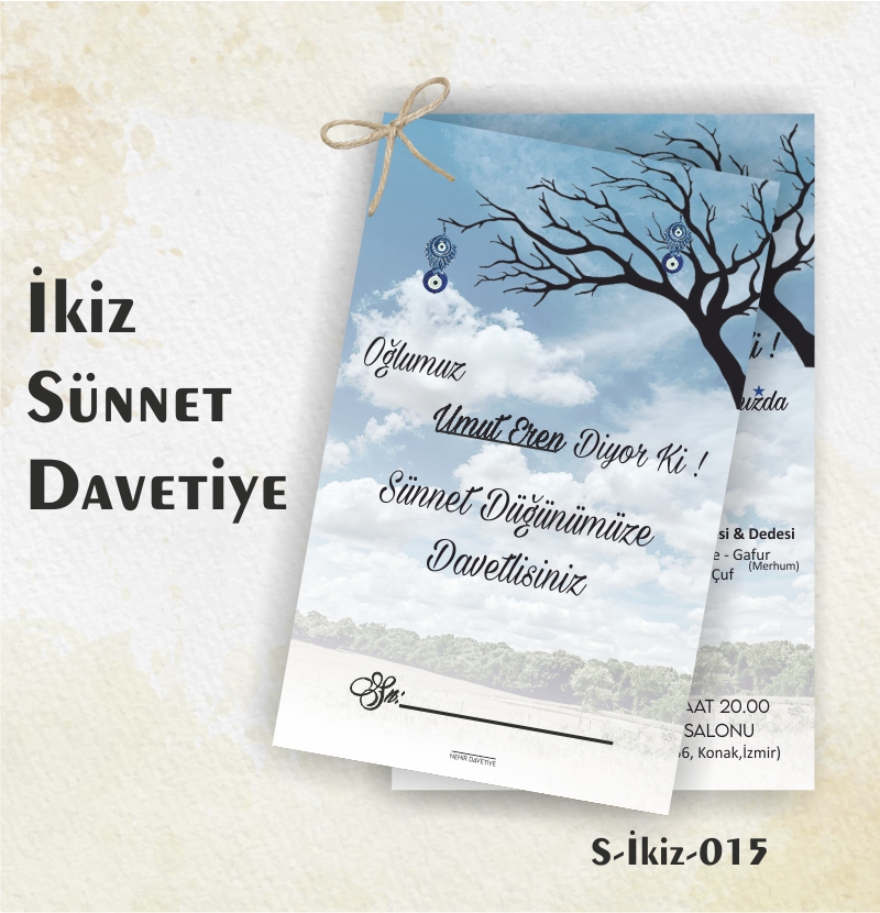 1000 ADET İKİZ SÜNNET DAVETİYE / S-İKİZ-015