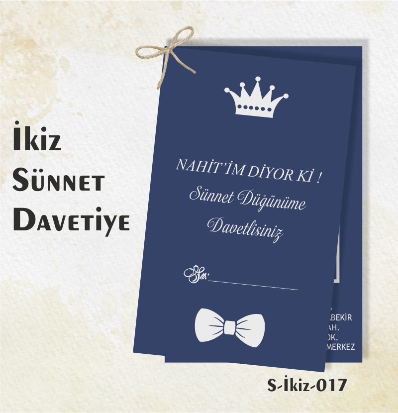 1000 ADET İKİZ SÜNNET DAVETİYE / S-İKİZ-016