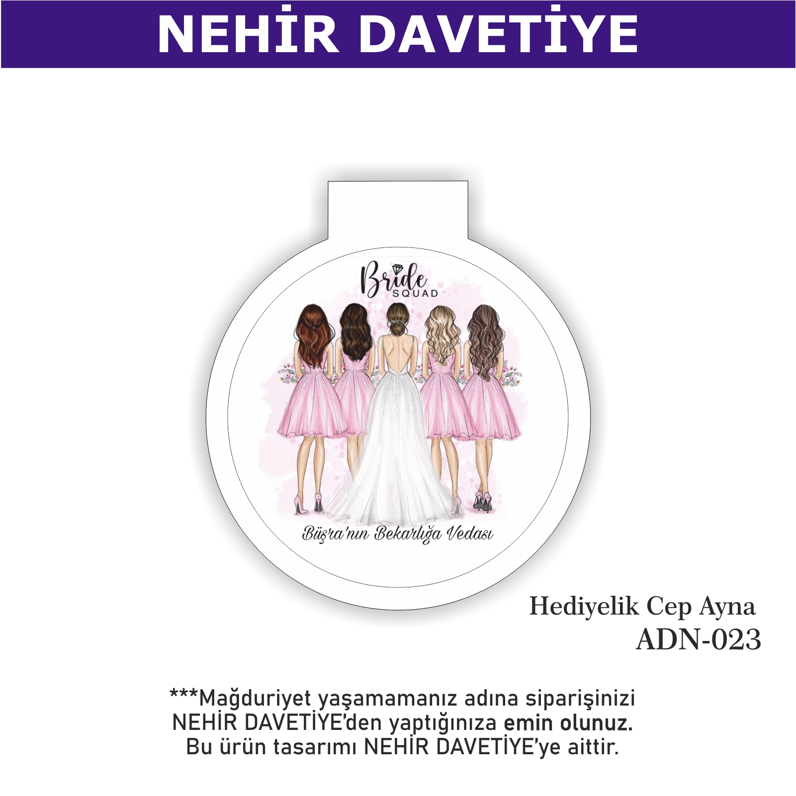 NİKAH/NİŞAN/DÜĞÜN- HEDİYELİK CEP AYNA - ADN-019