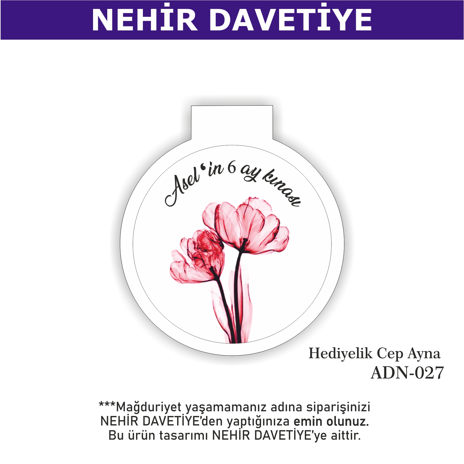 NİKAH/NİŞAN/DÜĞÜN- HEDİYELİK CEP AYNA - ADN-022