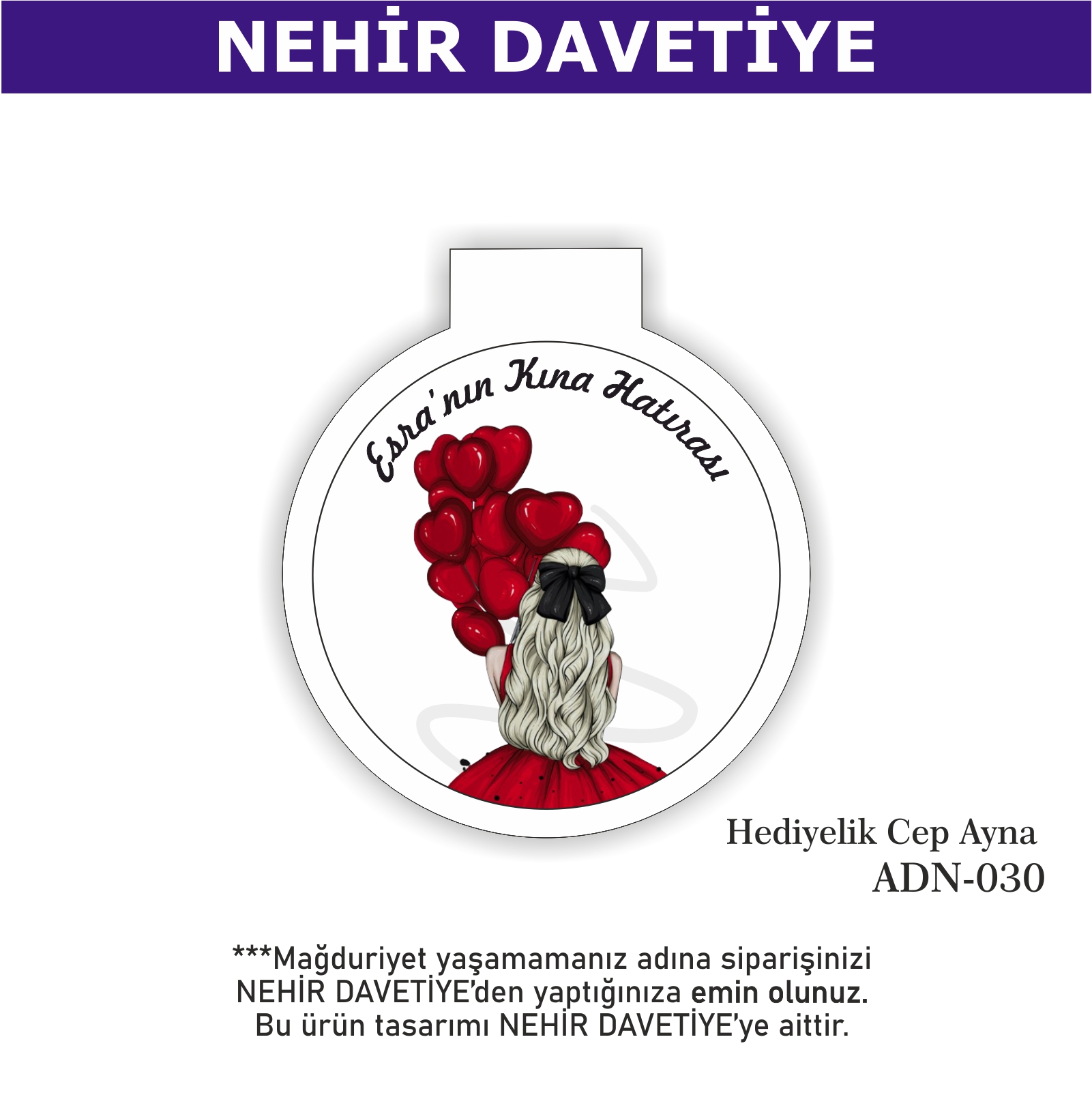 NİKAH/NİŞAN/DÜĞÜN- HEDİYELİK CEP AYNA - ADN-024