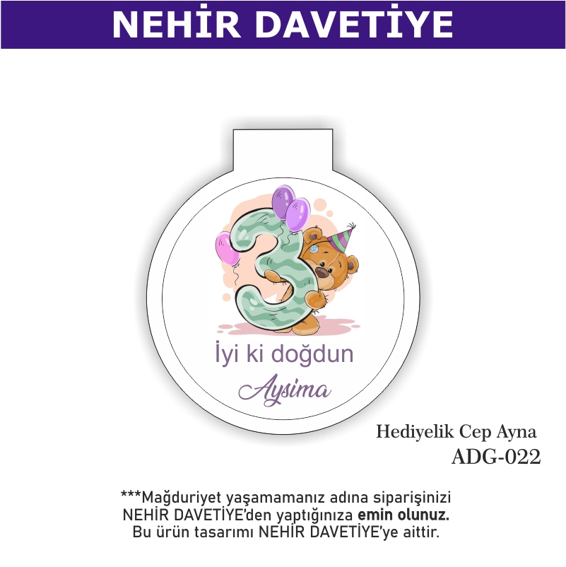 DOĞUM GÜNÜ - HEDİYELİK CEP AYNA - ADG-022
